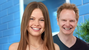 Salish and Jordan Matter TV show screenshot 1: Shalish stands with Jordan smiling.