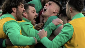 Six Nations: Full Contact TV show screenshot 3: Ireland celebrates on the field. 