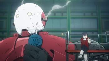 Snowball Earth TV show screenshot 3: Yuko drinks a can of oil from a straw while Tetsuo sits next to him with his own drink
