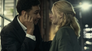 Steal TV show screenshot 3: Luke argues with Zara while on a cell phone. 