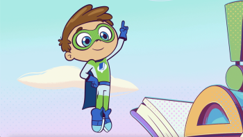 Super Why's Comic Book Adventures TV show screenshot 1: Super Why flies into the sky