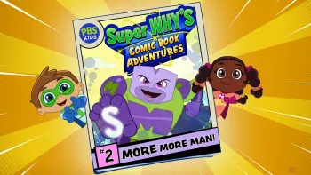 Super Why's Comic Book Adventures TV show screenshot 3: Power Paige and Super Why pose with a comic book