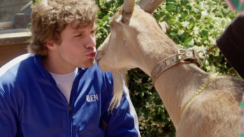 The Joe Schmo Show TV screenshot 2: Ben Frisone kisses a goat. 