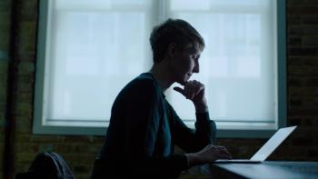 The Men Who Stole the World Cup: Heidi Blake working at laptop