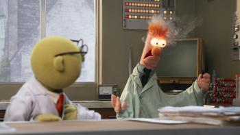 The Muppet Show 2026 TV show screenshot 1: Beaker's eyes glow as Dr. Honeydew looks on