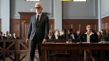 The Rainmaker: John Slattery makes his case in court. 