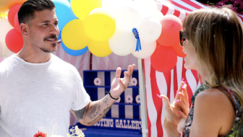 The Valley screenshot 2: Jax talks to Kristen at fair party.