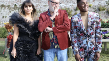 The Big Flower Fight TV Show: The hosts and judge. 