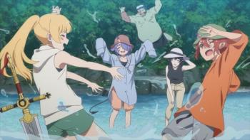 'Tis Time for "Torture," Princess: Princess plays in the water with Excalibur and the demons Torture, Youki, Inki, and Datama