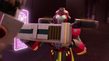 Transformers EarthSpark Legacy Of Hope TV: Twitch presents Thrash with a source of power.