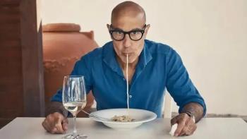 Tucci in Italy TV show screenshot 3: Tucci slurps spaghetti