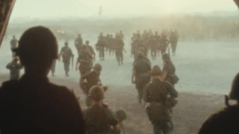 Vietnam: The War that Changed America TV show screenshot 3: watching troops exit carrier and walk towards rice patties