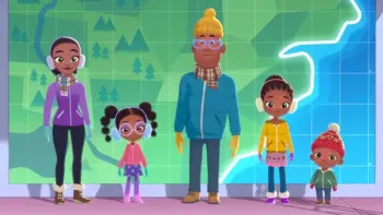 Weather Hunters TV show screenshot 3: The Hunters stand in front of a weather map