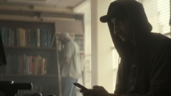 Web of Make Believe TV show: Making a hoax call. 