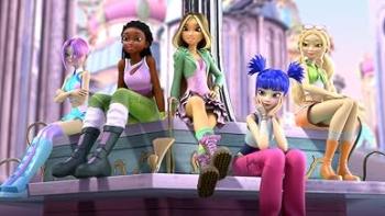 Winx Club The Magic is Back TV Show Screenshot 1: Winx Club fairies hang out in the town square