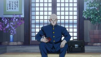 YAIBA: Samurai Legend TV Show: Takeshi sits on the ground as he checks his phone