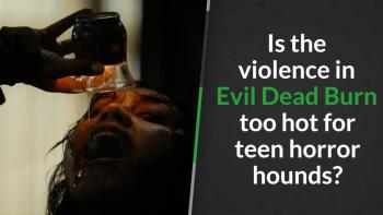 Dark scene of person screaming while liquid is poured on their face.