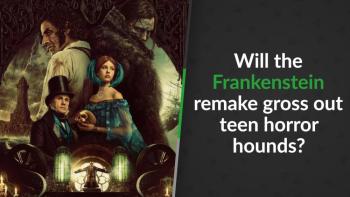 Victor Frankenstein and the monster standing back to back