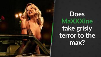 MaXXXine waving to her fans while roses are thrown towards her