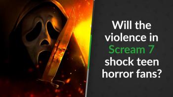 Ghostface holding a knife with flames behind them