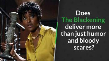 Black woman in yellow top holds a heavy candle holder, ready to defend herself with it