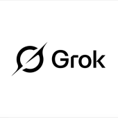 Grok logo with stylized "G" and lightning bolt.