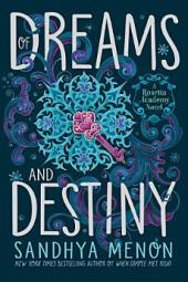 Of Dreams and Destiny book cover: Illustration of an old fashioned key against a purple and blue paisley background