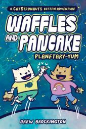 Two animated cats jumping at a planetarium
