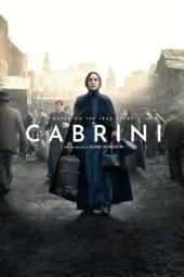 Cabrini Movie Poster: Mother Cabrini stands in New York City, carrying suitcases