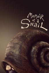 Memoir of a Snail movie poster: A figure peeps out from under a giant snail shell