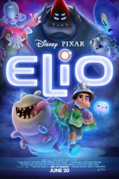 Elio Movie Poster: Elio and the other main characters appear against a purplish-blue background
