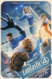 The Fantastic Four: First Steps movie poster: The main characters in action