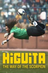 Higuita: The Way of the Scorpion movie poster:  male soccer player does trick with the ball