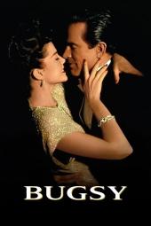 Bugsy movie poster: Warren Beatty and Annette Bening embrace smiling at each other