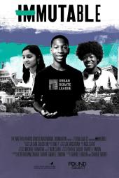 Immutable movie poster: Sitara, Noah, and Madison of the Washington Urban Debate League pose in black and white