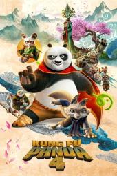 Kung Fu Panda 4 Movie Poster: Po is at the center, in an action pose; the other characters are pictured, smaller, around him