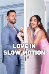 Love in Slow Motion movie poster: Ali Kakooli stands on one side of a door Nour Al Ghadour stands on the other side