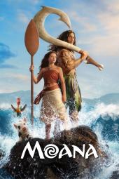 Moana movie poster: Moana and Maui stand on a rock in the ocean