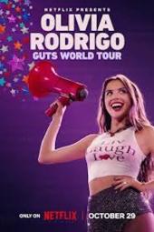 Olivia Rodrigo: GUTS World Tour movie poster: Singer with megaphone.