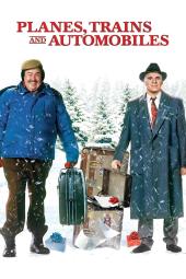 Planes, Trains and Automobiles movie poster: Del and Neal holding luggage
