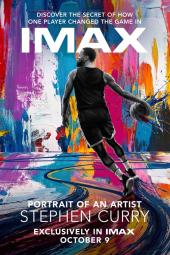 Portrait of an Artist: Stephen Curry Movie Poster: Curry dribbles the ball in a multi-colored painting