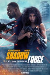 Shadow Force Movie Poster: Isaac (Omar Sy) and Kyrah (Kerry Washington) stand shoulder to shoulder, with laser sights everywhere