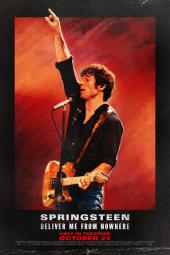 Springsteen: Deliver Me from Nowhere Movie Poster: Bruce Springsteen (Jeremy Allen White) points a hand skyward while performing