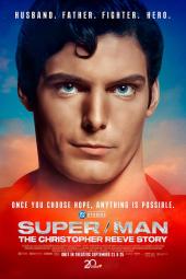 Super/Man: The Christopher Reeve Story Movie Poster: An artist's portrayal of Christopher Reeve as Superman in close-up