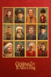 Christmas Eve in Miller's Point Movie Poster: Characters appear in front of a snowy window and a red background