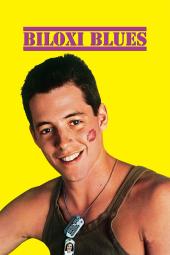 Biloxi Blues movie poster: Matthew Broderick in a green vest with dog tags around his neck and red lipstick kiss on his cheek