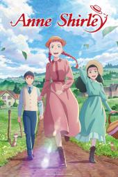 Anne Shirley TV show poster: Anne (center) walks down a dirt road with Gilbert (left) and Diana (right) a little behind her. All are smiling.