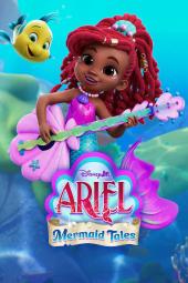 Ariel: Mermaid Tales: A young Black Ariel is shown playing a guitar with Flouder swimming above her.