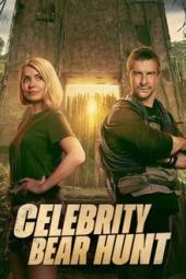 Celebrity Bear Hunt TV show poster: Bear Gryllis and Holly Willoughby stand back to back in camuoflage in the jungle.  