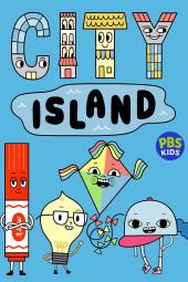 City Island Sings TV show poster: The words "City Island Sings" are shown next to a personified light bulb